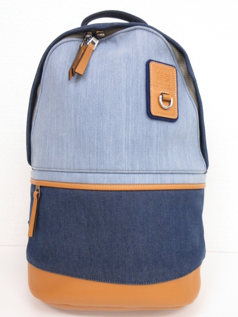 ロエベ LOEWE アナグラム デニム×レザー ディパック リュック 721950 アイ/ロエベ/ネイチャー 宅配買取にてお買取り♪